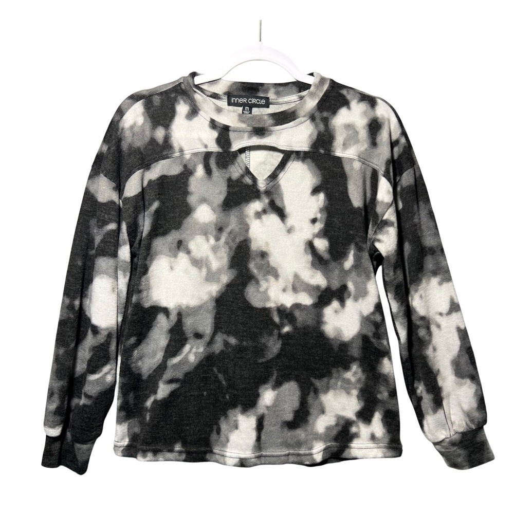 Inner Circle Tie Dye Cutout Neck Long Sleeve Sweatshirt‎ Top